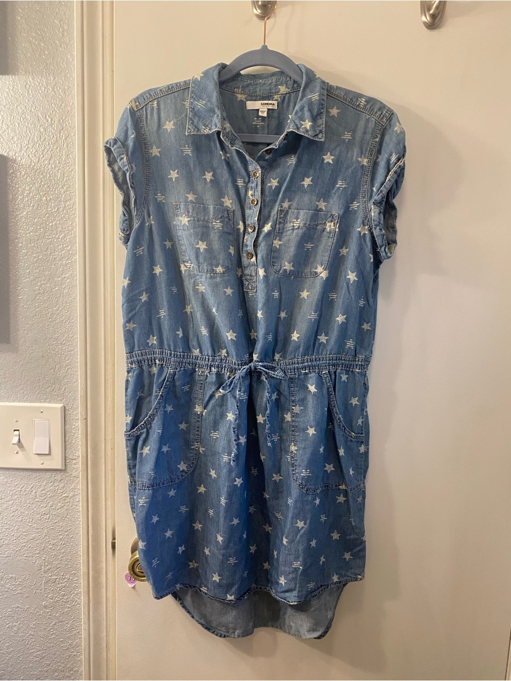 Sonoma Light Blue Denim Star-Print Shirt Dress